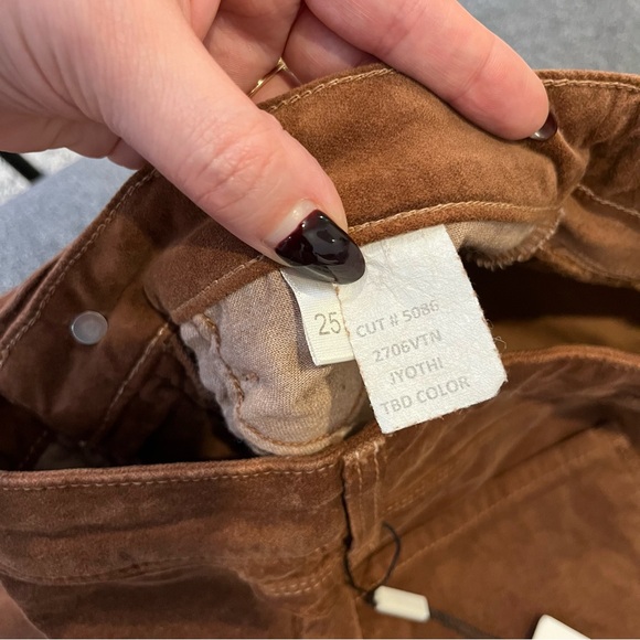 L’AGENCE Women’s Jyothi Velvet Jeans High Rise Split Ankle Fawn Brown Sz 25 NWT - Picture 7 of 13